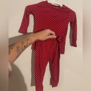 Gigi and Max Red Polka Dot 2 Piece Bamboo Pajamas Size 6m